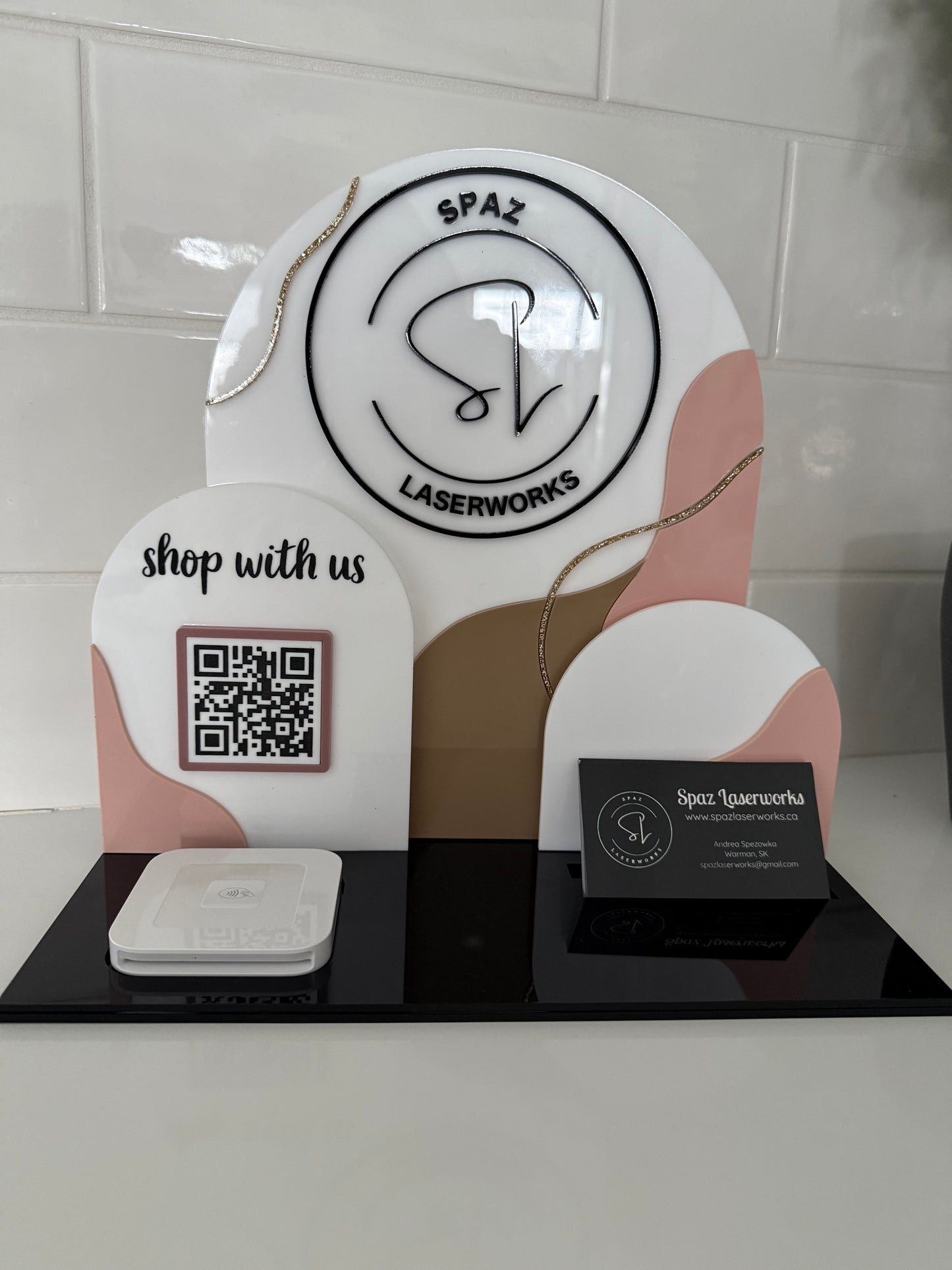 Acrylic Triple Arch QR Code/Business Card Holder